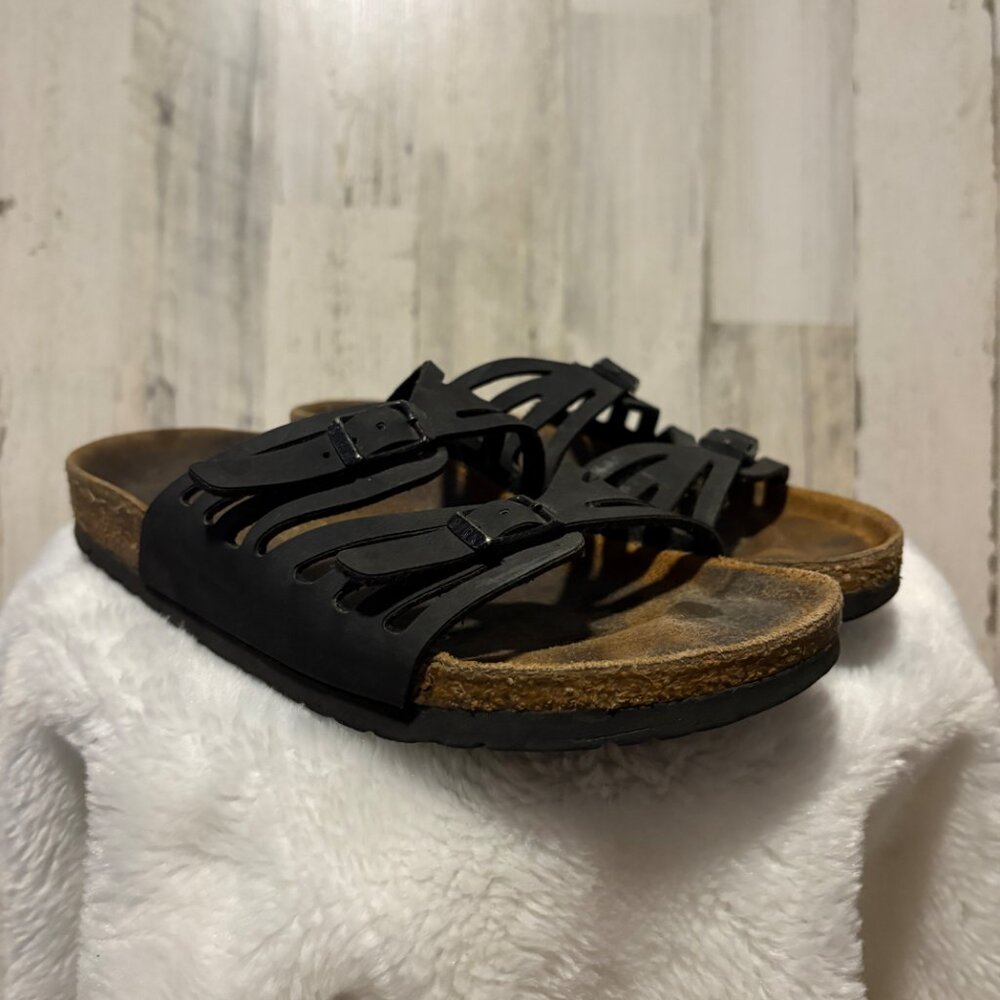 Birkenstock Women's Size 8 (Birk Size 39) Granada Slide Sandals Black Flat Shoes